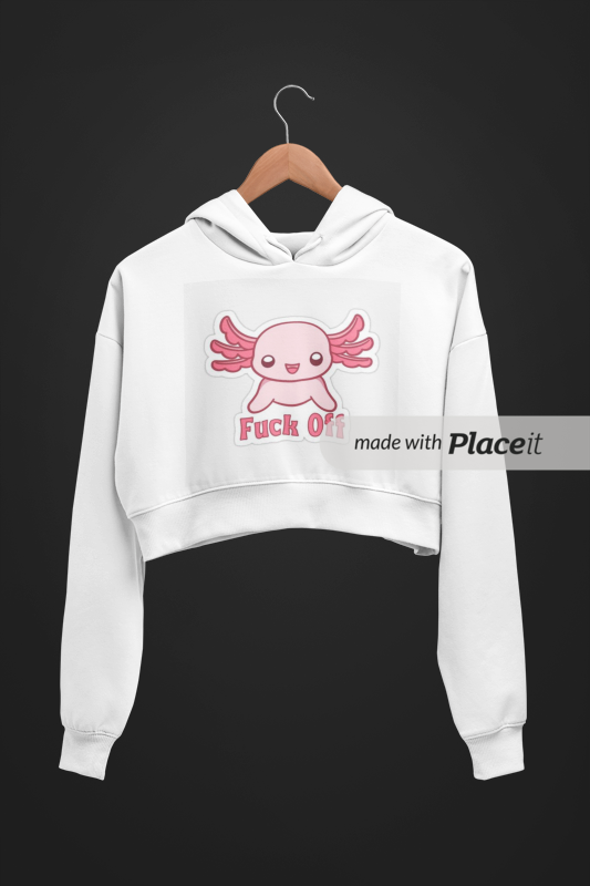 fuck off axolotl crop hoodie