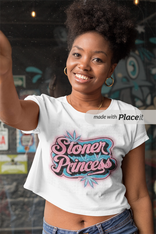 stoner girl crop tee pink blue