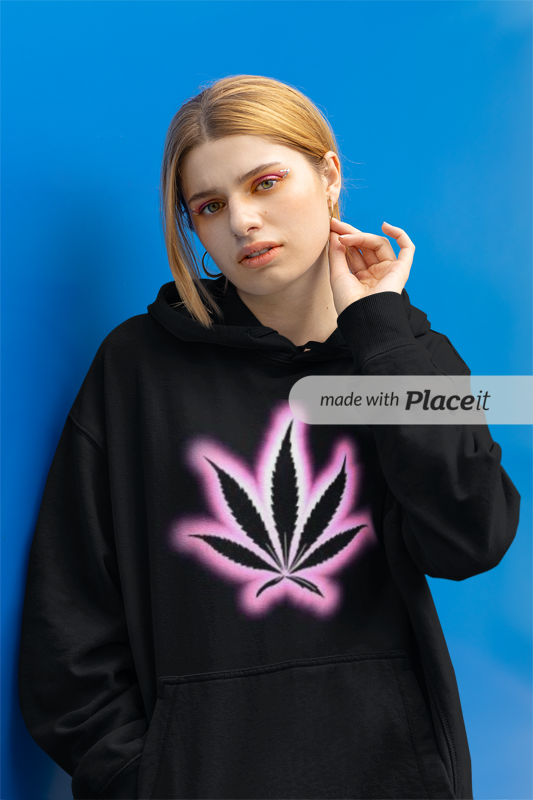 pink marij leaf adult hoodie